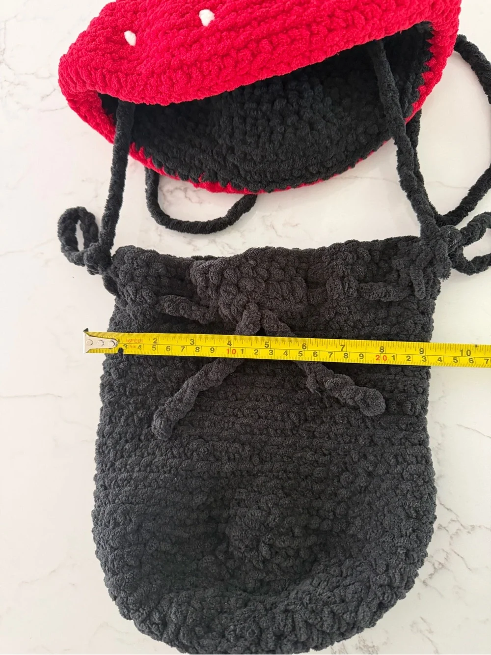 Kids Crochet Strawberry Crossbody Bag - Black & Red
